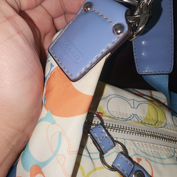 Coach Colorful Signature Shoulder Bag with Blue Accents - Picture 13 of 14